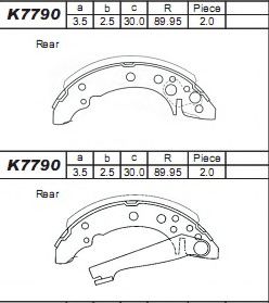 K7790 ASIMCO Brake System Brake Shoe Set