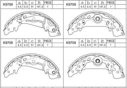 K9709 ASIMCO Brake System Brake Shoe Set