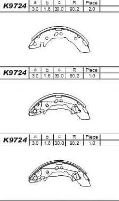 K9724 ASIMCO Brake System Brake Shoe Set