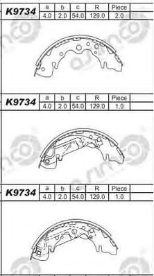 K9734 ASIMCO Brake System Brake Shoe Set