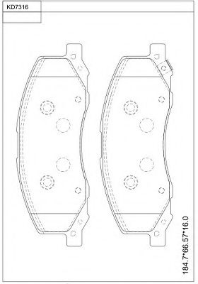 KD7316 ASIMCO Комплект тормозных колодок, дисковый тормоз