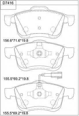 KD7416 ASIMCO Brake System Brake Pad Set, disc brake