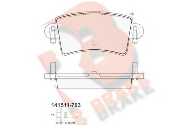 RB1511 R+BRAKE Brake System Brake Pad Set, disc brake