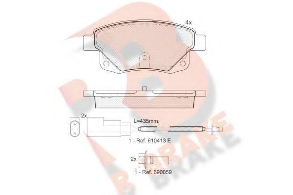 RB1794 R+BRAKE Brake System Brake Pad Set, disc brake