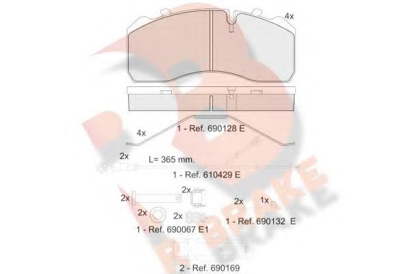 RB1254-225 R+BRAKE Brake System Brake Pad Set, disc brake