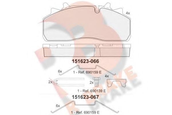 RB1623-066 R+BRAKE Bremsanlage Bremsbelagsatz, Scheibenbremse