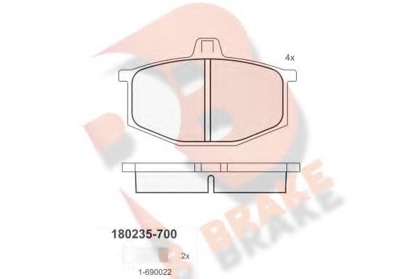RB0235 R+BRAKE Brake System Brake Pad Set, disc brake