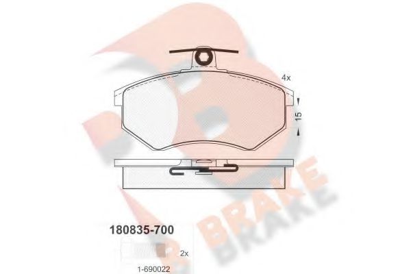 RB0835-700 R+BRAKE Brake System Brake Pad Set, disc brake
