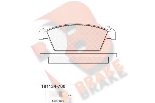 RB1134-700 R+BRAKE Brake System Brake Pad Set, disc brake