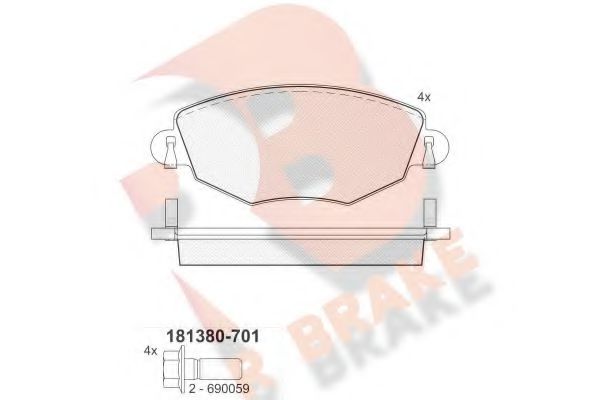 RB1380-701 R+BRAKE Bremsanlage Bremsbelagsatz, Scheibenbremse