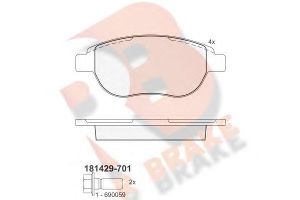 RB1429-701 R+BRAKE Brake System Brake Pad Set, disc brake