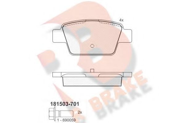 RB1503-701 R+BRAKE Brake System Brake Pad Set, disc brake
