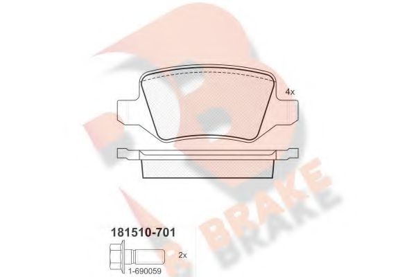 RB1510-701 R+BRAKE Brake System Brake Pad Set, disc brake