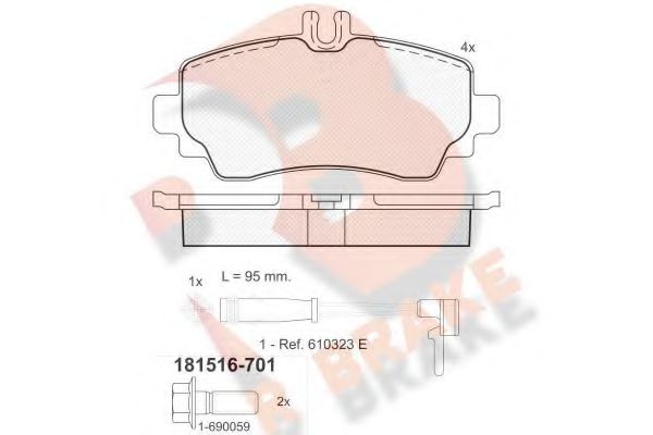 RB1516-701 R+BRAKE Brake System Brake Pad Set, disc brake