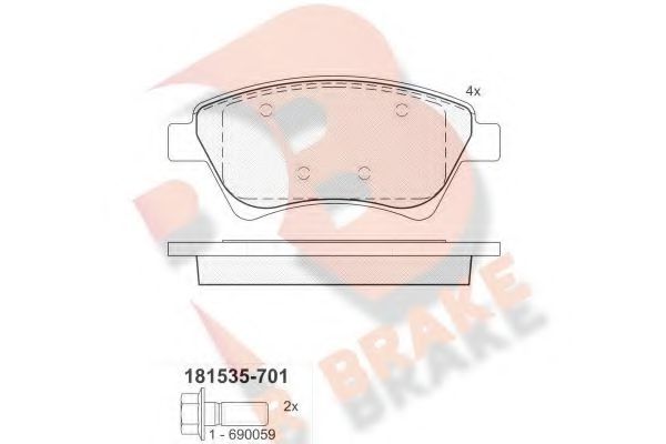 RB1535-701 R+BRAKE Brake System Brake Pad Set, disc brake