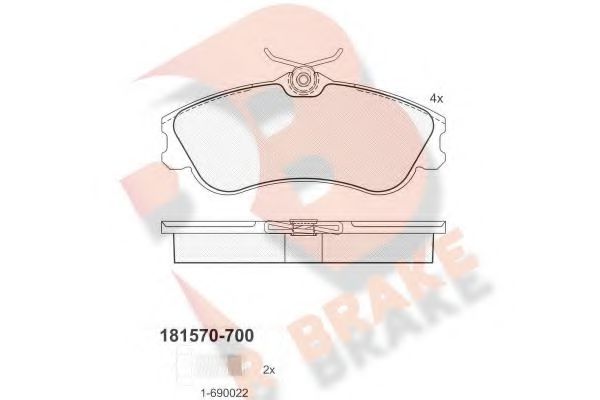 RB1570-700 R+BRAKE Brake System Brake Pad Set, disc brake