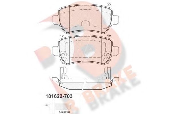 RB1622-703 R+BRAKE Brake System Brake Pad Set, disc brake