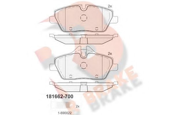 RB1662-700 R+BRAKE Brake System Brake Pad Set, disc brake