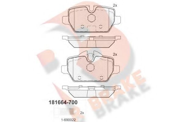 RB1664-700 R+BRAKE Brake System Brake Pad Set, disc brake