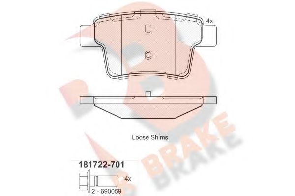 RB1722-701 R+BRAKE Bremsanlage Bremsbelagsatz, Scheibenbremse