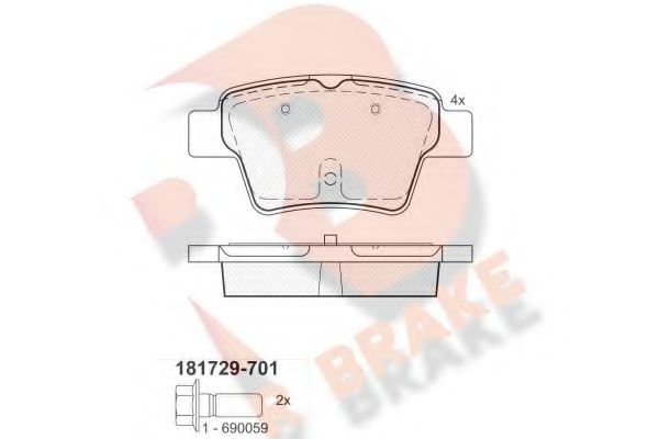RB1729-701 R+BRAKE Brake System Brake Pad Set, disc brake