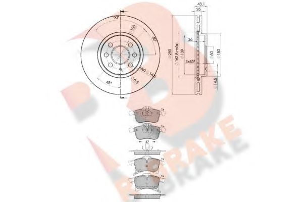 3R15929007 R+BRAKE Bremsanlage Bremsensatz, Scheibenbremse