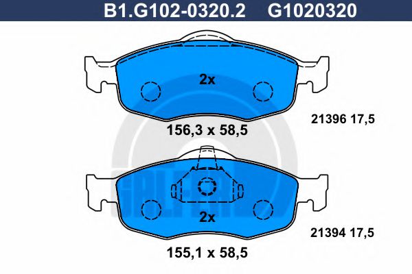 B1.G102-0320.2 GALFER Bremsanlage Bremsbelagsatz, Scheibenbremse
