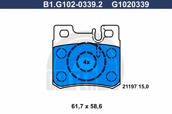 B1.G102-0339.2 GALFER Bremsanlage Bremsbelagsatz, Scheibenbremse