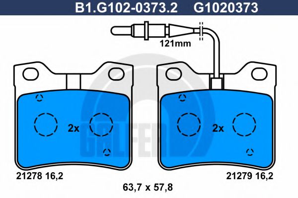B1.G102-0373.2 GALFER Bremsanlage Bremsbelagsatz, Scheibenbremse