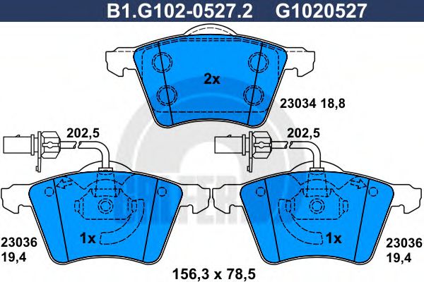 B1.G102-0527.2 GALFER Brake System Brake Pad Set, disc brake