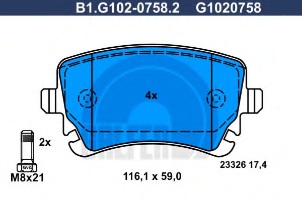 B1.G102-0758.2 GALFER Brake System Brake Pad Set, disc brake