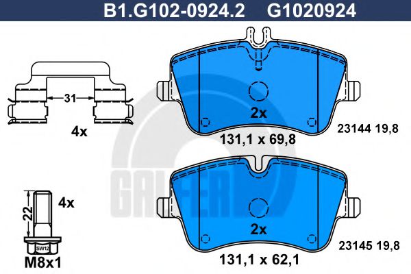 B1.G102-0924.2 GALFER Bremsanlage Bremsbelagsatz, Scheibenbremse