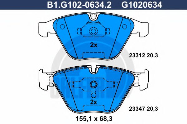 B1.G102-0634.2 GALFER Brake System Brake Pad Set, disc brake