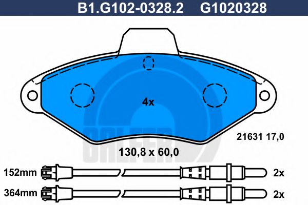 B1.G102-0328.2 GALFER Bremsanlage Bremsbelagsatz, Scheibenbremse