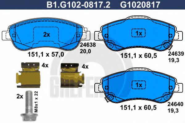 B1.G102-0817.2 GALFER Bremsanlage Bremsbelagsatz, Scheibenbremse