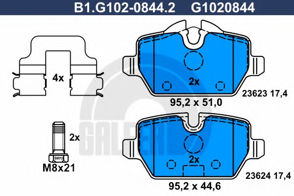 B1.G102-0844.2 GALFER Brake System Brake Pad Set, disc brake