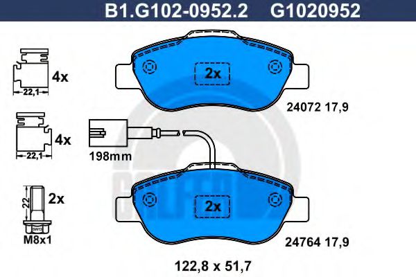 B1.G102-0952.2 GALFER Bremsanlage Bremsbelagsatz, Scheibenbremse