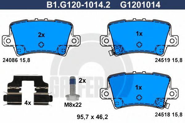 B1.G120-1014.2 GALFER Bremsanlage Bremsbelagsatz, Scheibenbremse