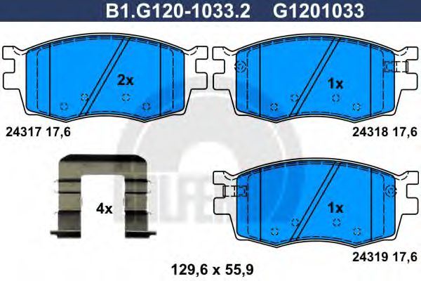 B1.G120-1033.2 GALFER Bremsanlage Bremsbelagsatz, Scheibenbremse