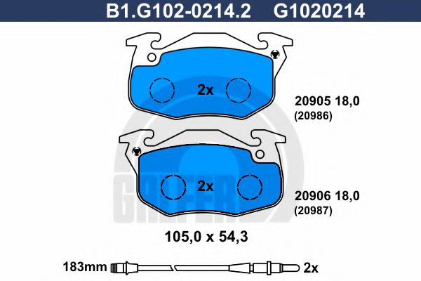 B1.G102-0214.2 GALFER Brake System Brake Pad Set, disc brake