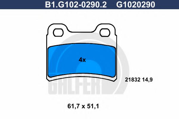 B1.G102-0290.2 GALFER Bremsanlage Bremsbelagsatz, Scheibenbremse