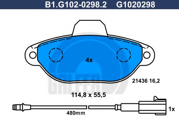 B1.G102-0298.2 GALFER Brake System Brake Pad Set, disc brake