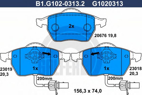 B1.G102-0313.2 GALFER Brake System Brake Pad Set, disc brake