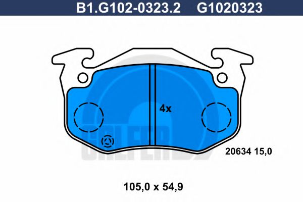 B1.G102-0323.2 GALFER Bremsanlage Bremsbelagsatz, Scheibenbremse