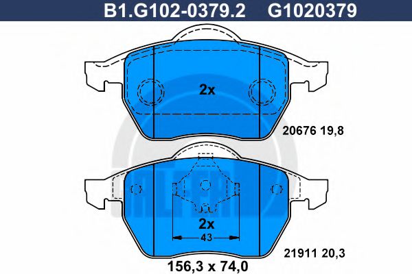 B1.G102-0379.2 GALFER Brake System Brake Pad Set, disc brake