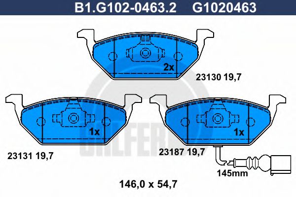 B1.G102-0463.2 GALFER Bremsanlage Bremsbelagsatz, Scheibenbremse