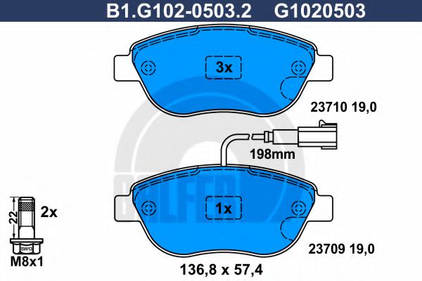 B1.G102-0503.2 GALFER Bremsanlage Bremsbelagsatz, Scheibenbremse