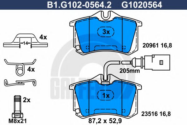 B1.G102-0564.2 GALFER Brake System Brake Pad Set, disc brake