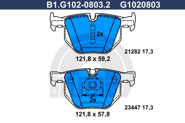 B1.G102-0803.2 GALFER Bremsanlage Bremsbelagsatz, Scheibenbremse