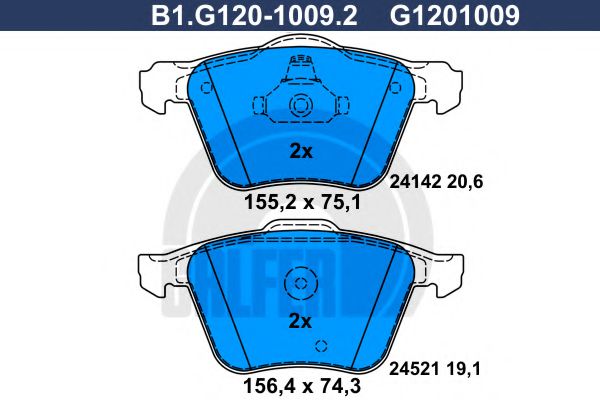 B1.G120-1009.2 GALFER Brake System Brake Pad Set, disc brake